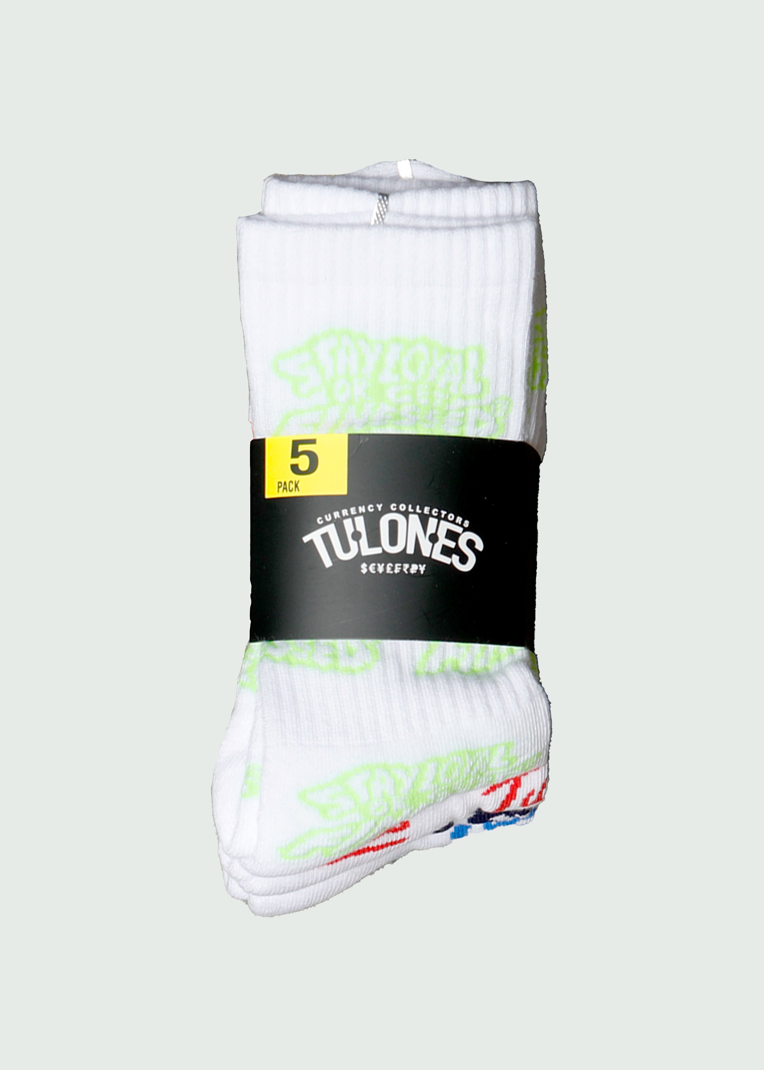 White Multi Cursive Crew Socks 5-Pack