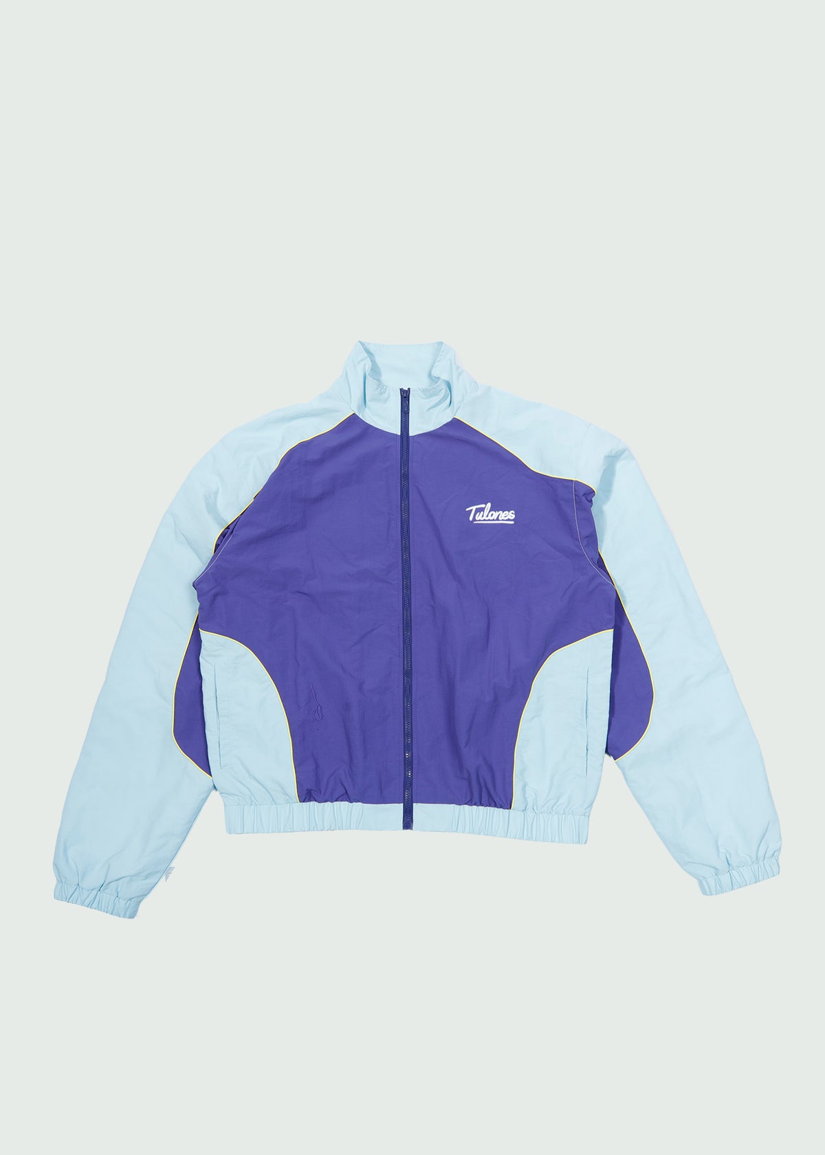 Full Cursive Nylon Zip-Up Light Blue
