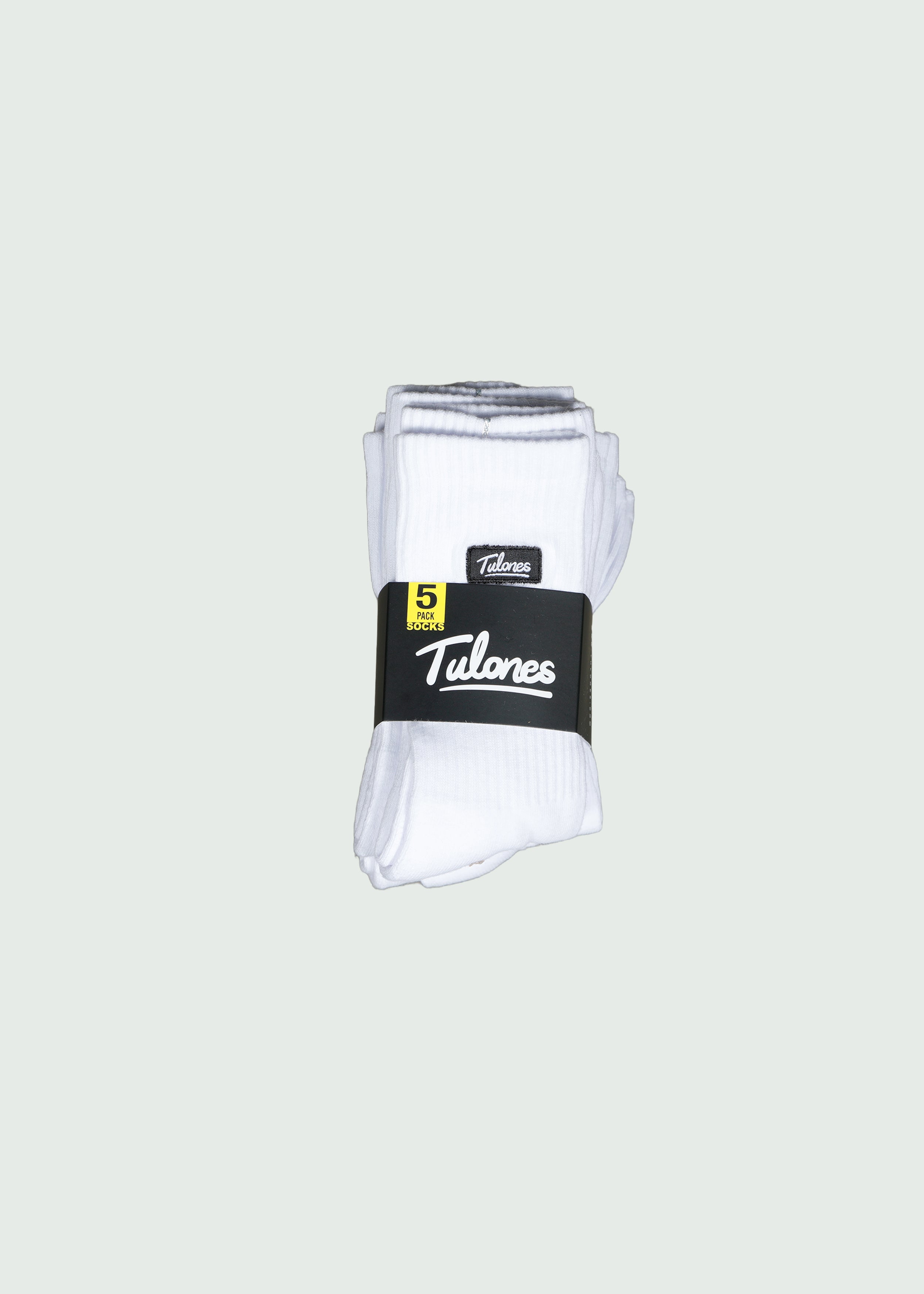 White 26’ Cursive Staple Crew Socks 5-Pack Main image