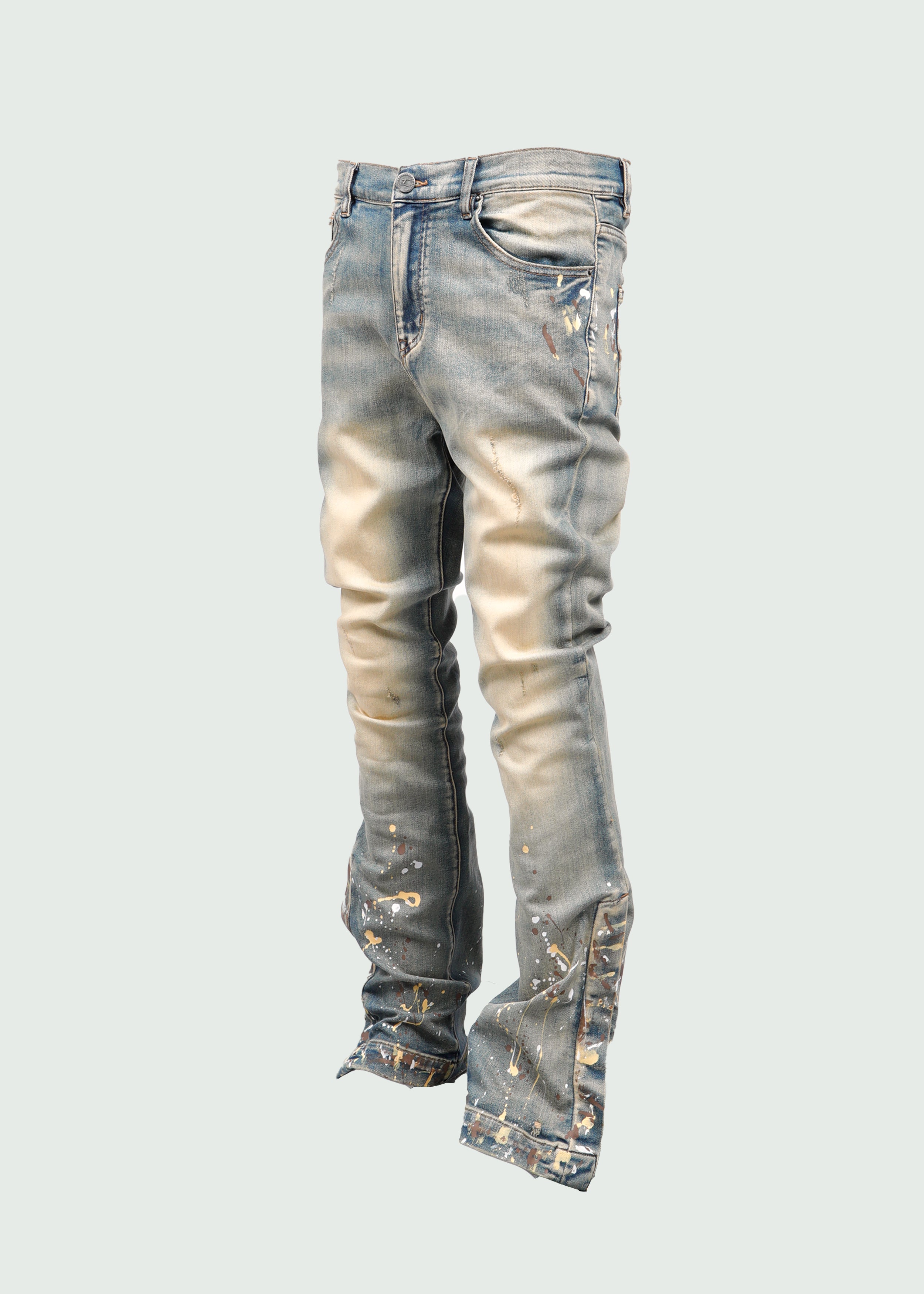 Dust Brown Splash Button Jeans Main image