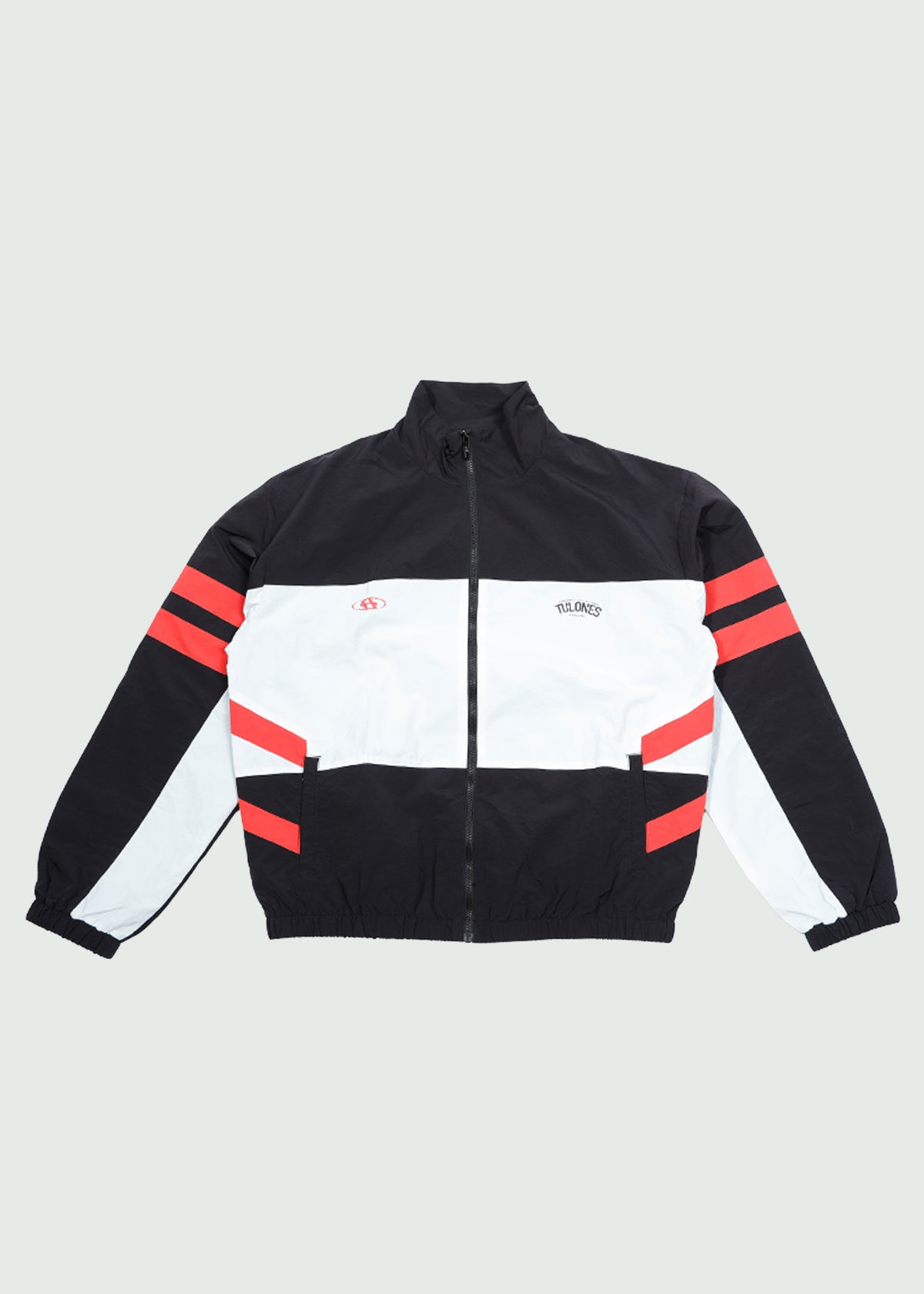 Double Stripe Nylon Zip-Up Black