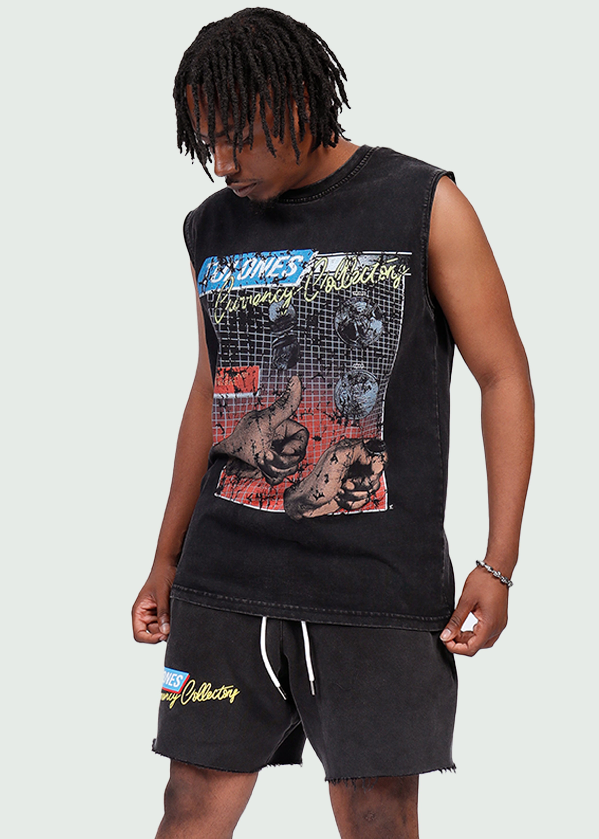 Coin Toss Cut Off T-shirt Black