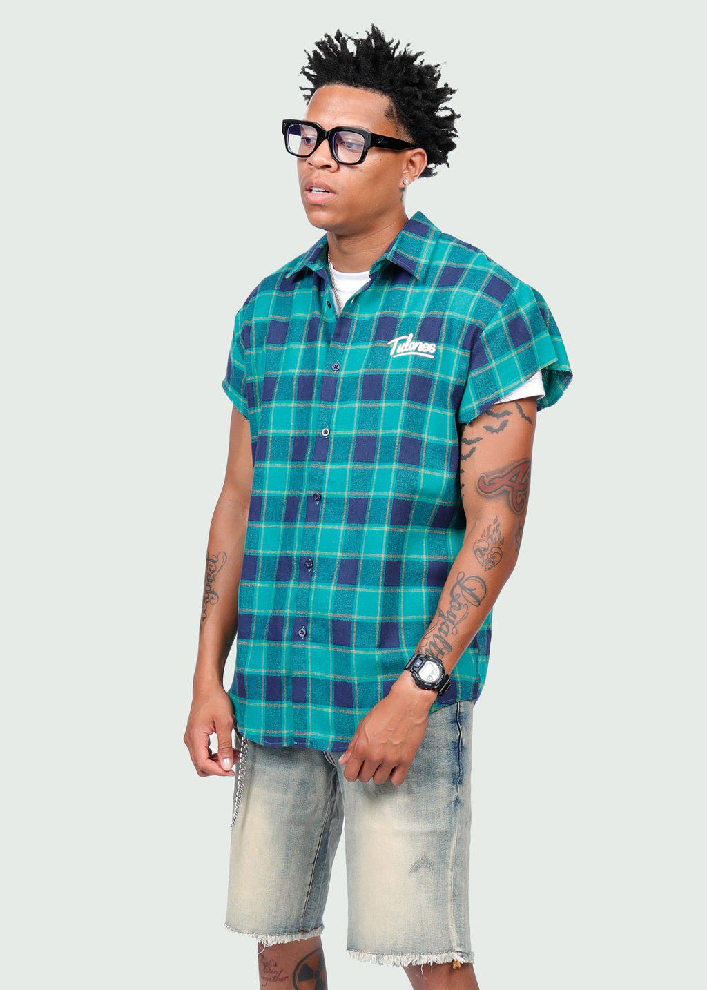 Cut Off Flannel Blue