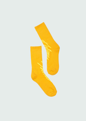 Yellow Montone Tulones Script Socks