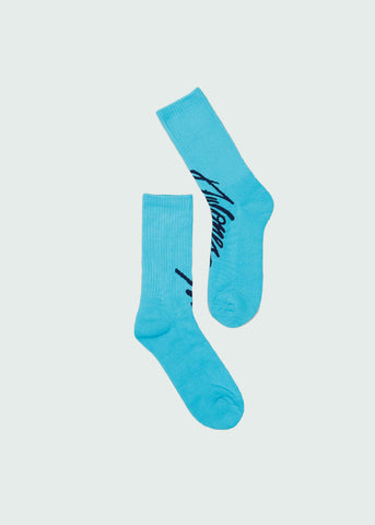 Blue Montone Tulones Script Socks