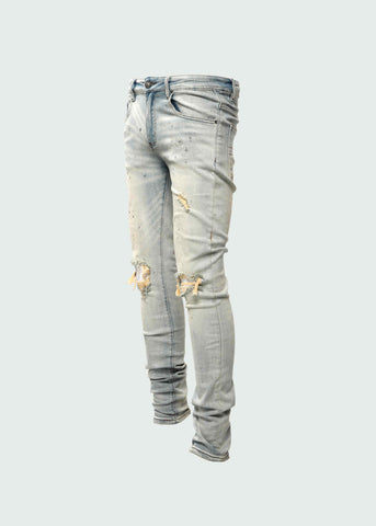 Light Wash Silver Paint Yen Jeans