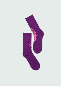 Purple & Pink Montone Tulones Script Socks