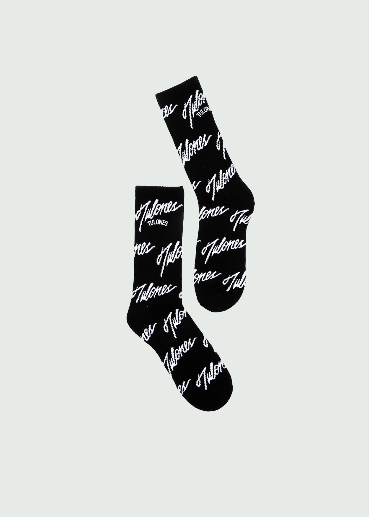 Black New Tulones Script Logo All Over Sock