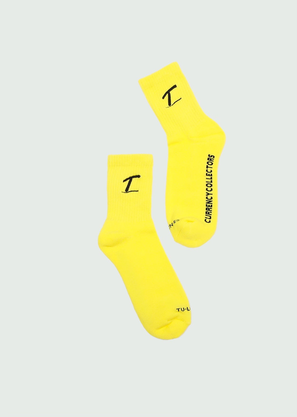 Yellow T Underline Quarter Socks
